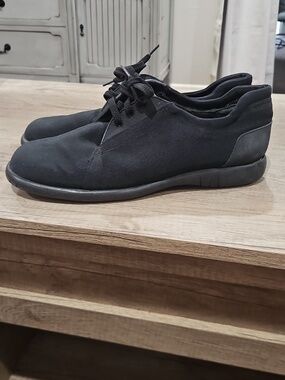 STUART WEITZMAN Black Nylon Lace Up Sneaker Shoe Flat round Toe Women's 8.5